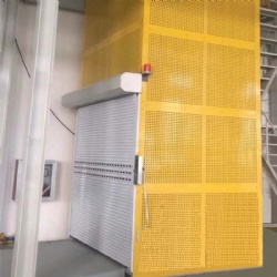 goods lift with the protective steel mesh